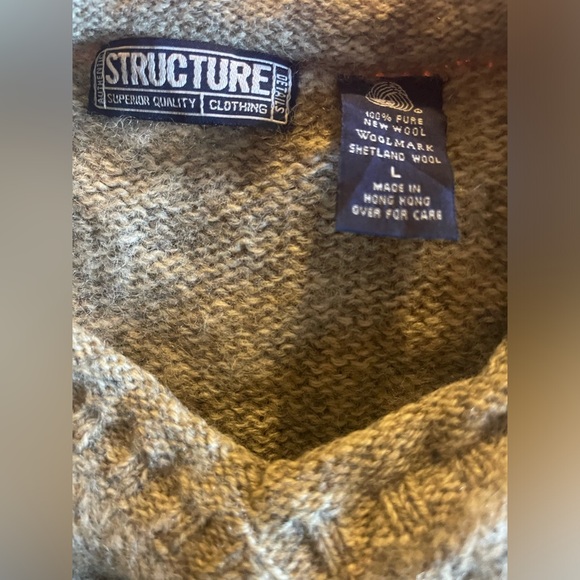 Vintage Structure 100% Wool Sweater Size Large Made in Hong Kong - Picture 7 of 7